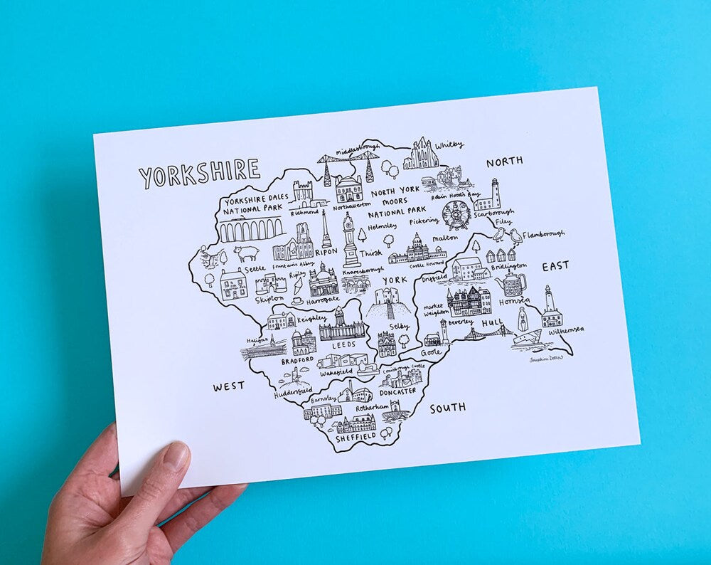 Yorkshire Map - A4 Illustration Print