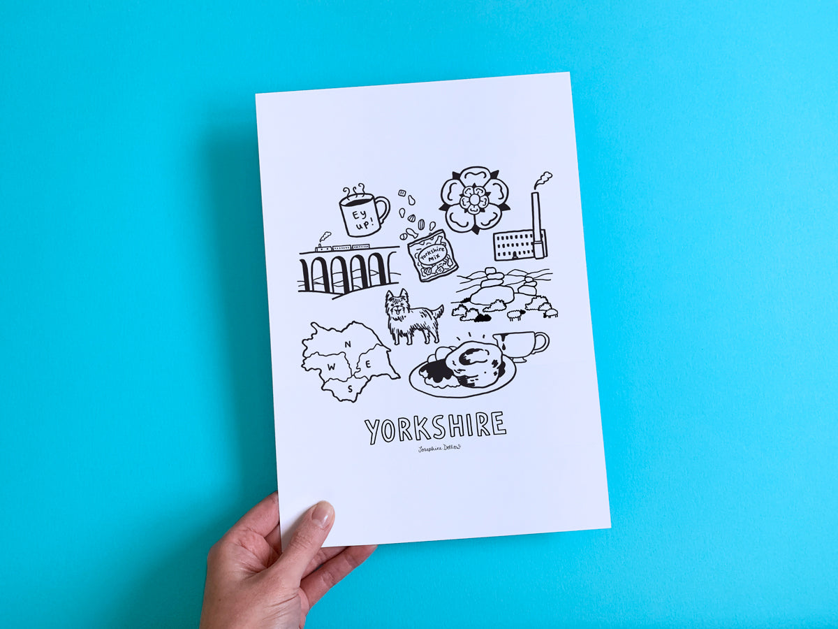 Yorkshire Icons - A4 Illustration Print