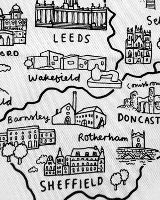 Yorkshire Map Tea Towel