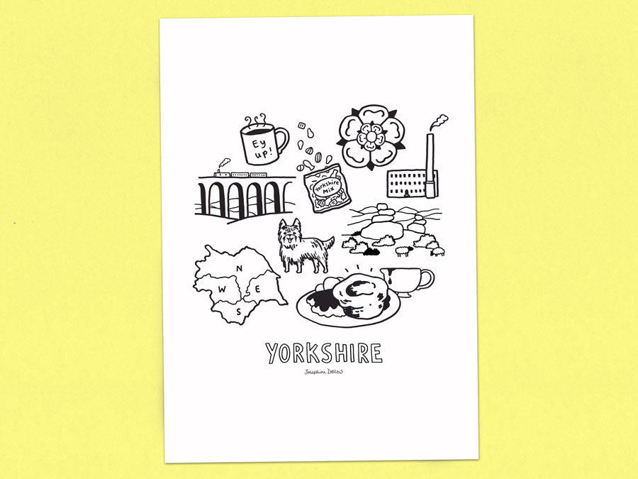 Yorkshire Icons - A3 Illustration Print