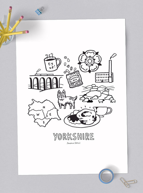 Yorkshire Icons - A3 Illustration Print