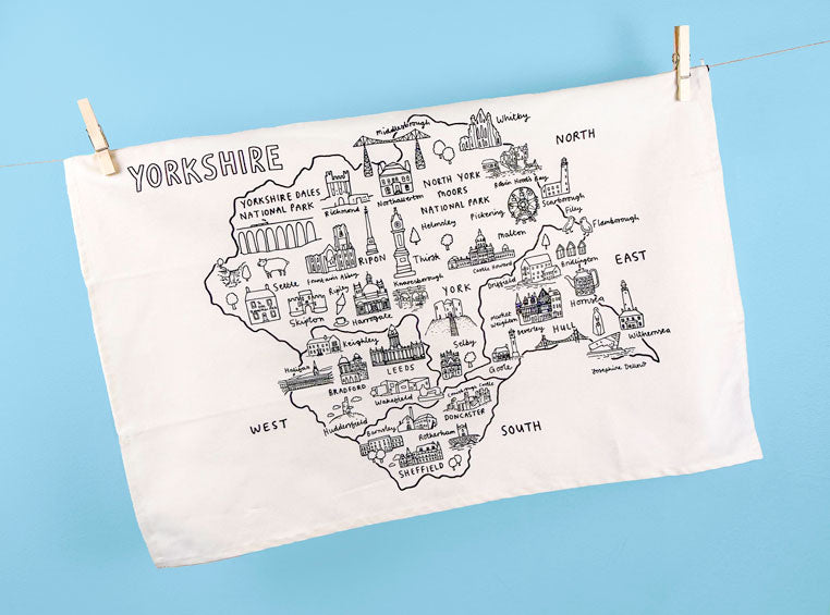 Yorkshire Map Tea Towel